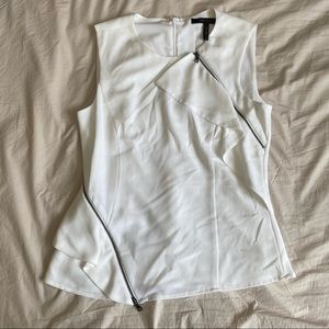 Women's BCBGMaxAzria White Sleeveless Top with Zipper Collar - Size XS
